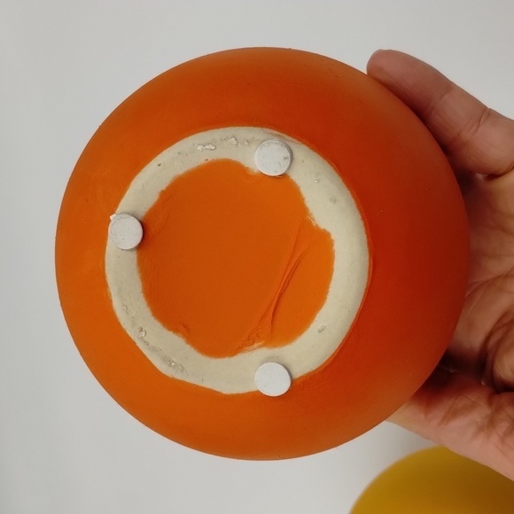 Retro round orange and yellow succulents planters 3" set of 2 - Picture 6 of 7